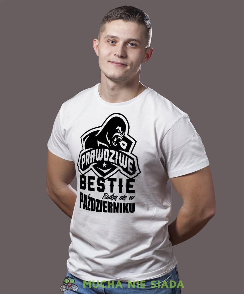 Prawdziwi bestie rodzą się w...  biała koszulka urodzinowa