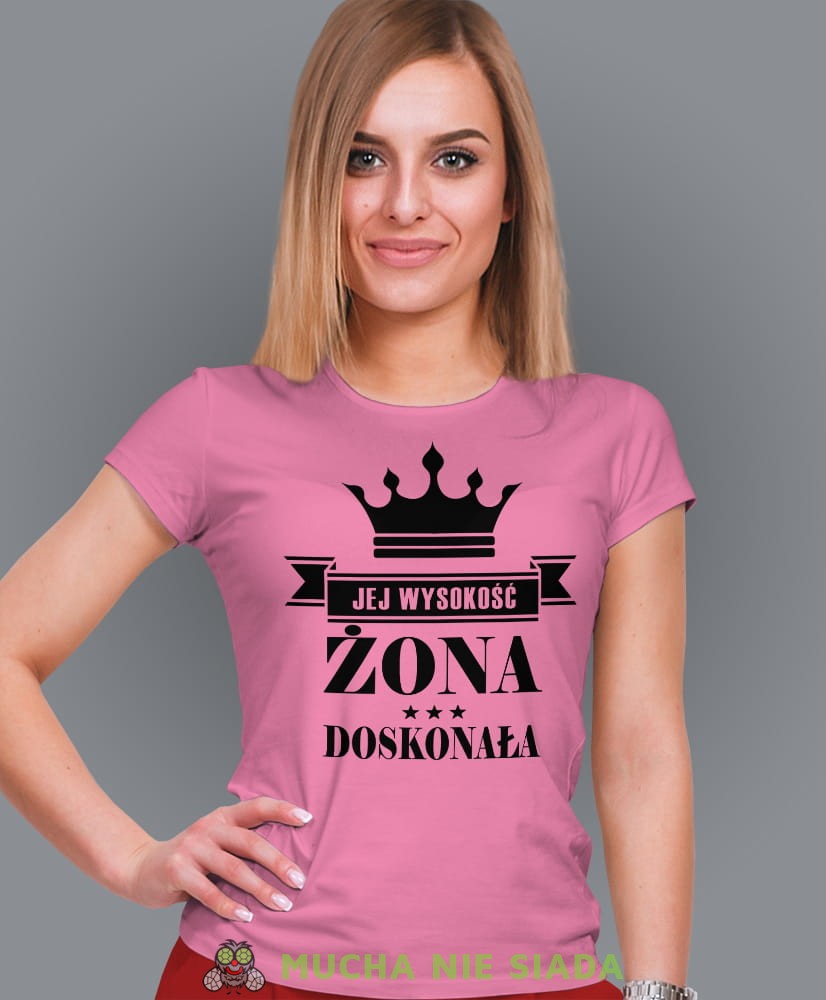 jej wysokość żona doskonała różowa damska koszulka dla żony z nadrukiem na prezent na urodziny.jpg