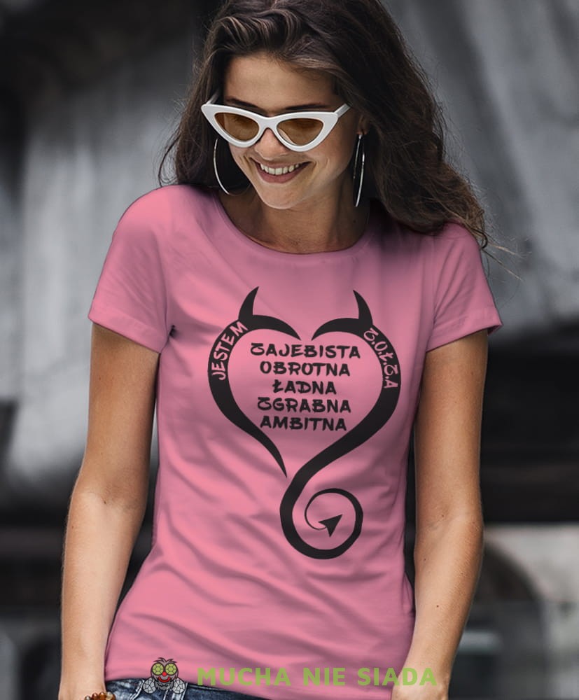 jestem zołza zajebista obrotna ładna zgabna ambitna różowa koszulka z nadrukiem na prezent dla dziewczyny dla żony.jpg