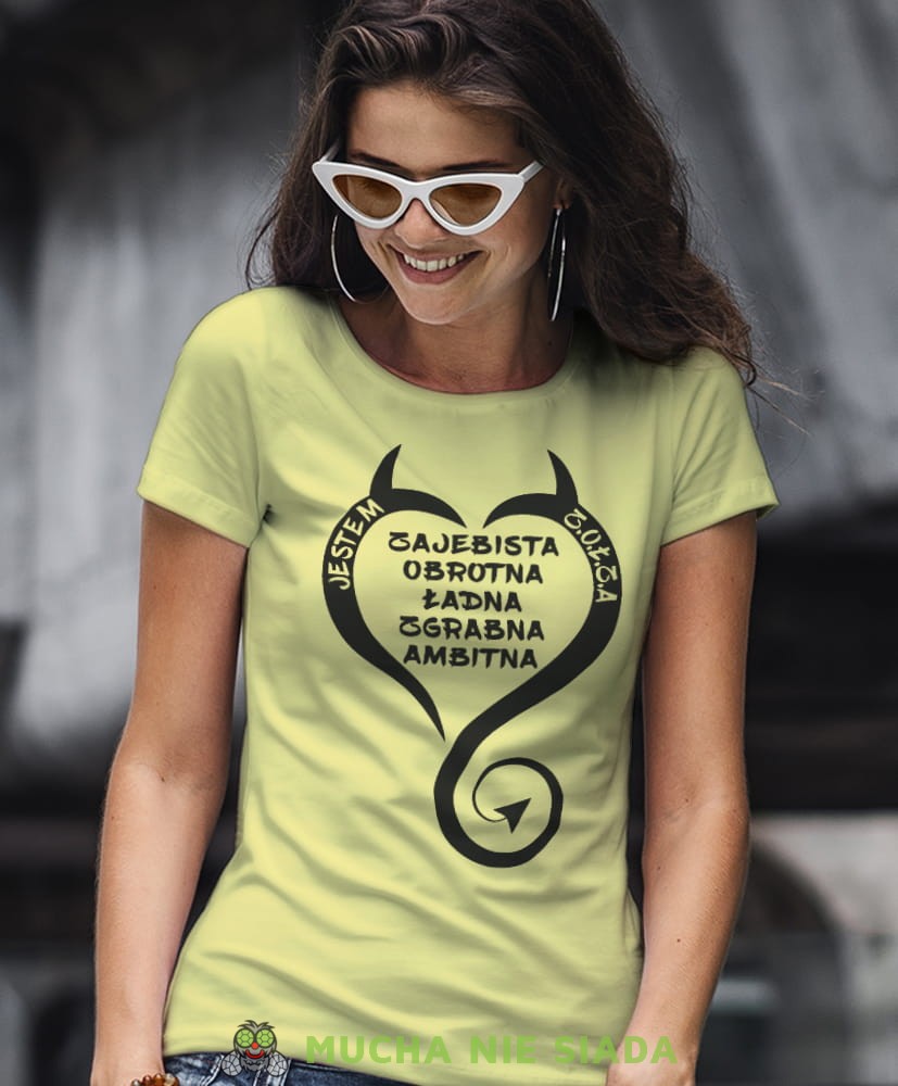 jestem zołza zajebista obrotna ładna zgabna ambitna żółta koszulka z nadrukiem na prezent dla dziewczyny dla żony.jpg