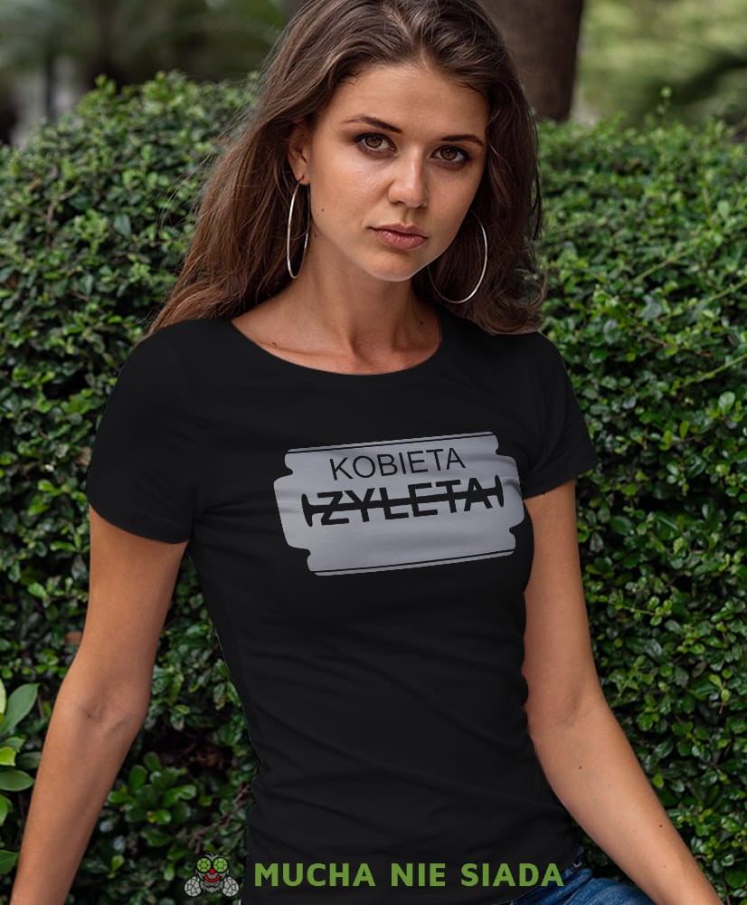 kobieta żyleta czarna damska koszulka z nadrukiem na prezent dla dziewczyny dla żony.jpg