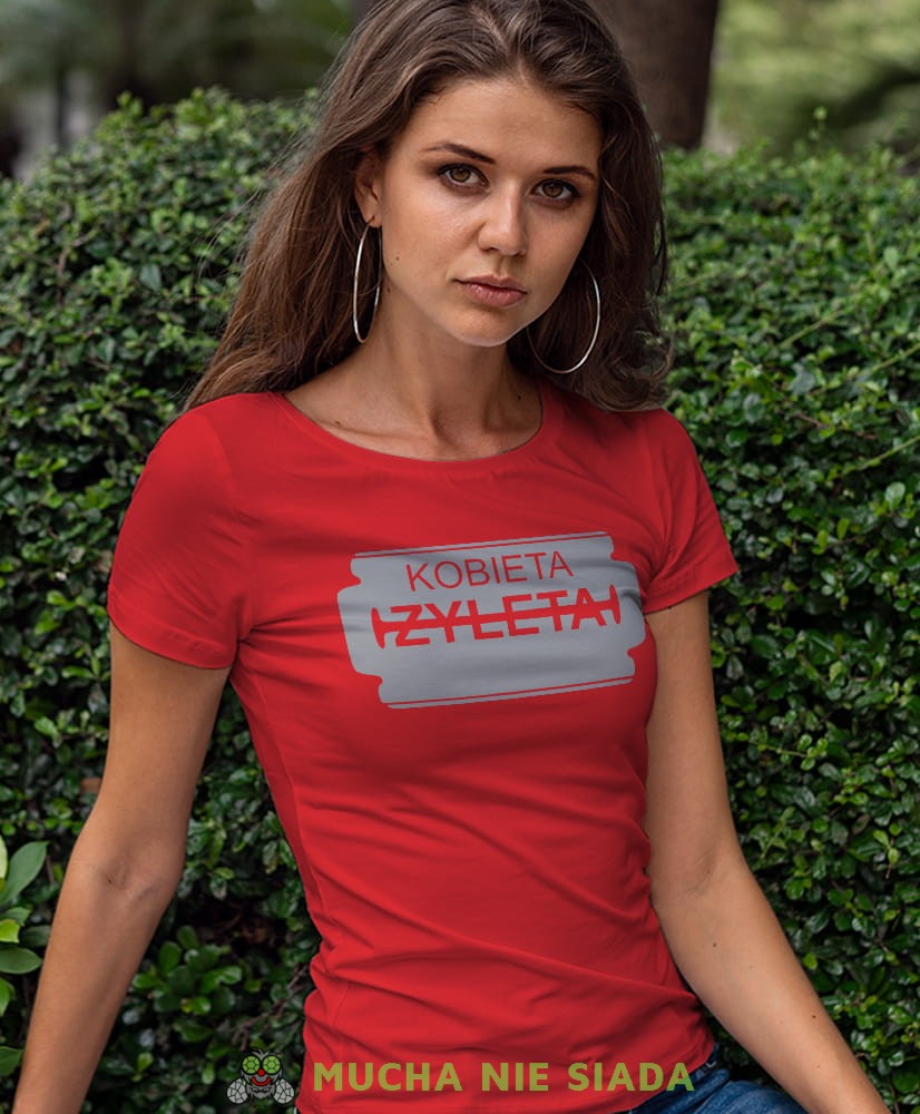 kobieta żyleta czerwona damska koszulka z nadrukiem na prezent dla dziewczyny dla żony.jpg