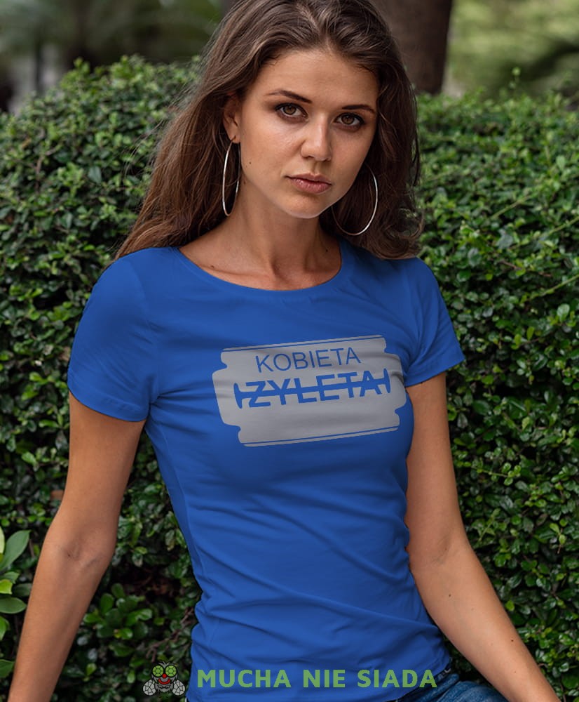 kobieta żyleta niebieska damska koszulka z nadrukiem na prezent dla dziewczyny dla żony.jpg