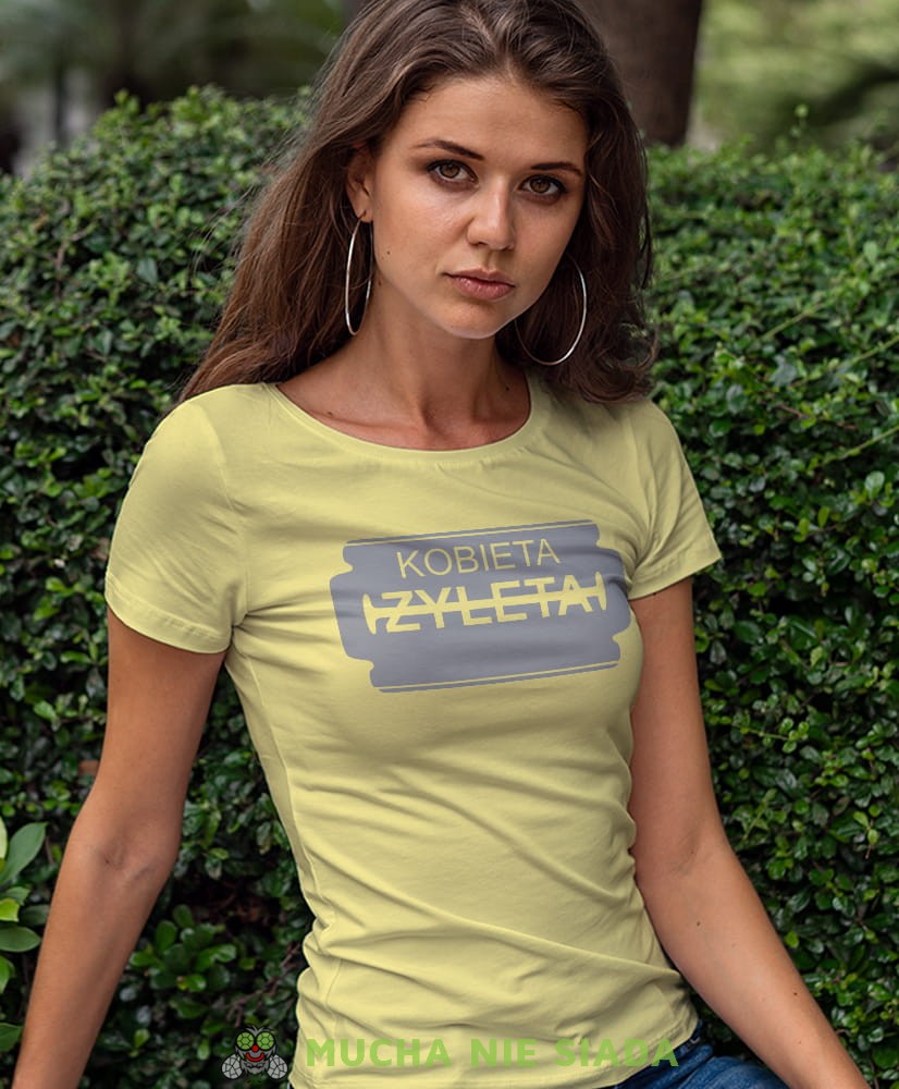 kobieta żyleta żółta damska koszulka z nadrukiem na prezent dla dziewczyny dla żony.jpg