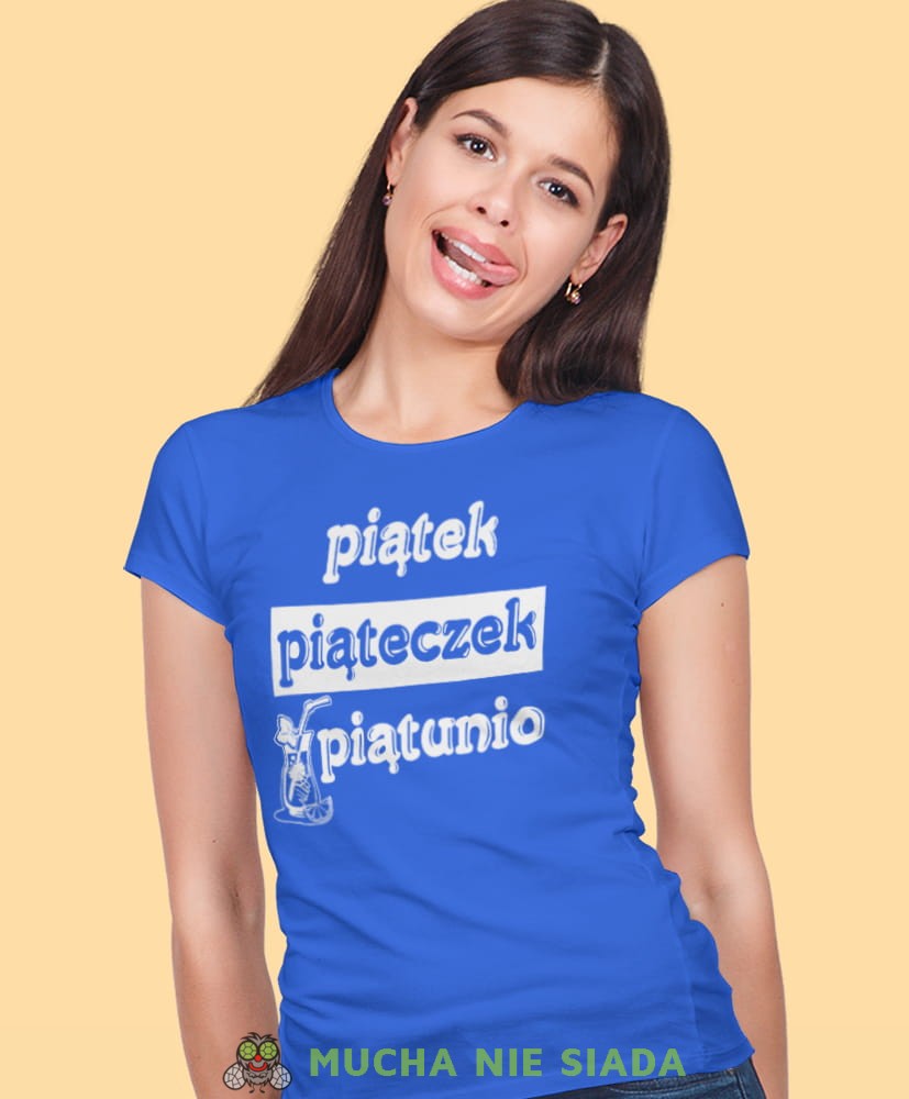 piątek piąteczek piątunio niebieska koszulka z nadrukiem na prezent dla dziewczyny dla żony.jpg