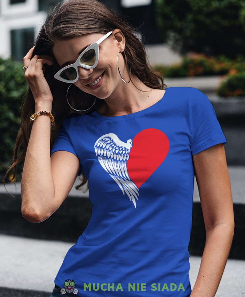 polska serce anioł niebieska damska koszulka patriotyczna, patriotka, koszulka dla niej, dla dziewczyny, koszulka na prezent.jpg
