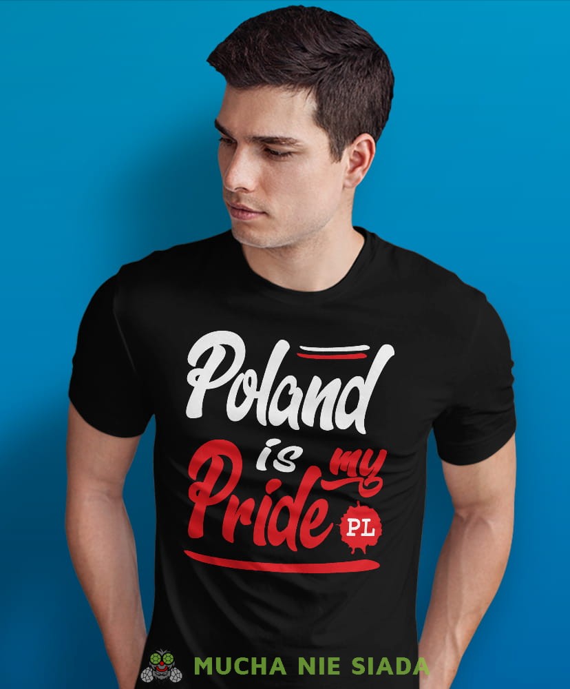 Poland is my pride, PL, czarna męska koszulka z nadrukiem, koszulka patriotyczna, koszulki z grafiką patriotyczną, dla mężczyzny, dla chłopaka na prezent, koszulka Polska, koszulki Polska.jpg
