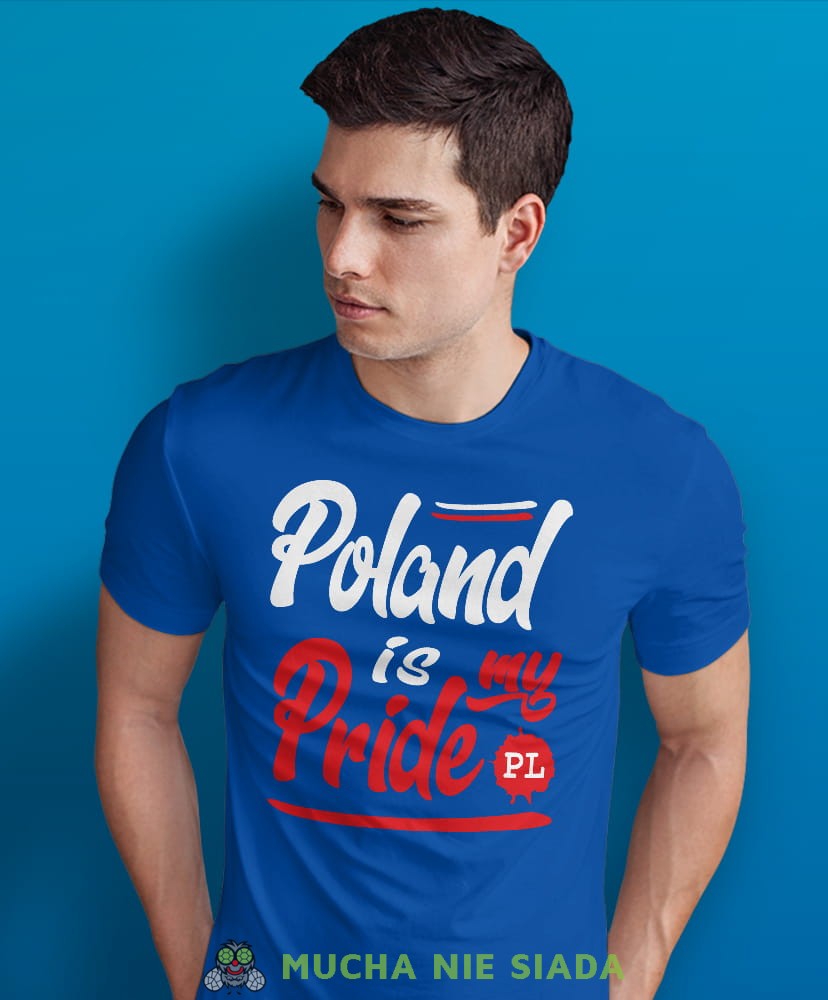 Poland is my pride, PL, niebieska męska koszulka z nadrukiem, koszulka patriotyczna, koszulki z grafiką patriotyczną, dla mężczyzny, dla chłopaka na prezent, koszulka Polska, koszulki Polska.jpg