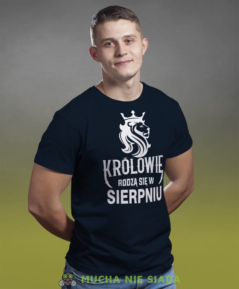 Królowie rodzą się w... męska koszulka urodzinowa granatowa