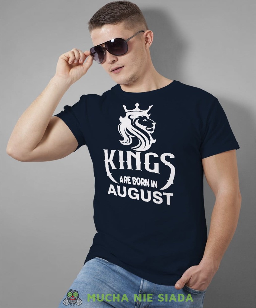 Kings are born in męska koszulka urodzinowa granatowa