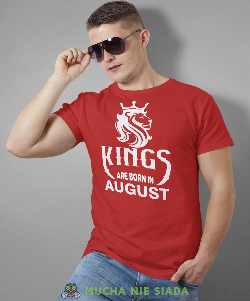 Kings are born in męska koszulka urodzinowa czerwona
