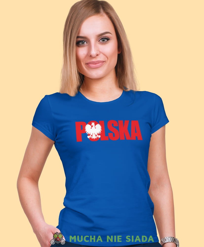 Polska niebieska damska koszulka patriotyczna, patriotka, koszulka dla niej, dla dziewczyny, koszulka na prezent.jpg