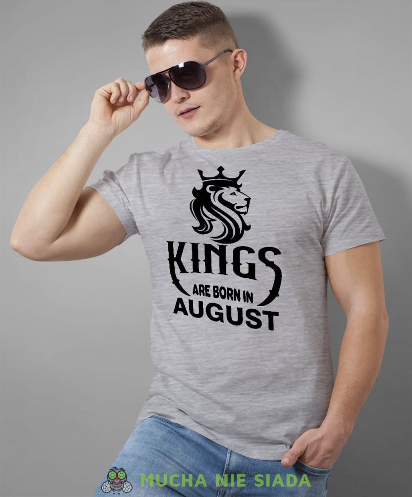 Kings are born in męska koszulka urodzinowa szara