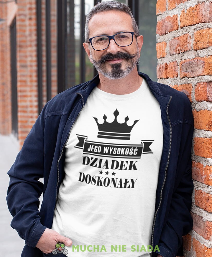 jego wysokość dziadek doskonały biała koszulka męska dla dziadka, na urodziny, na dzień dziadka, na prezent.jpg