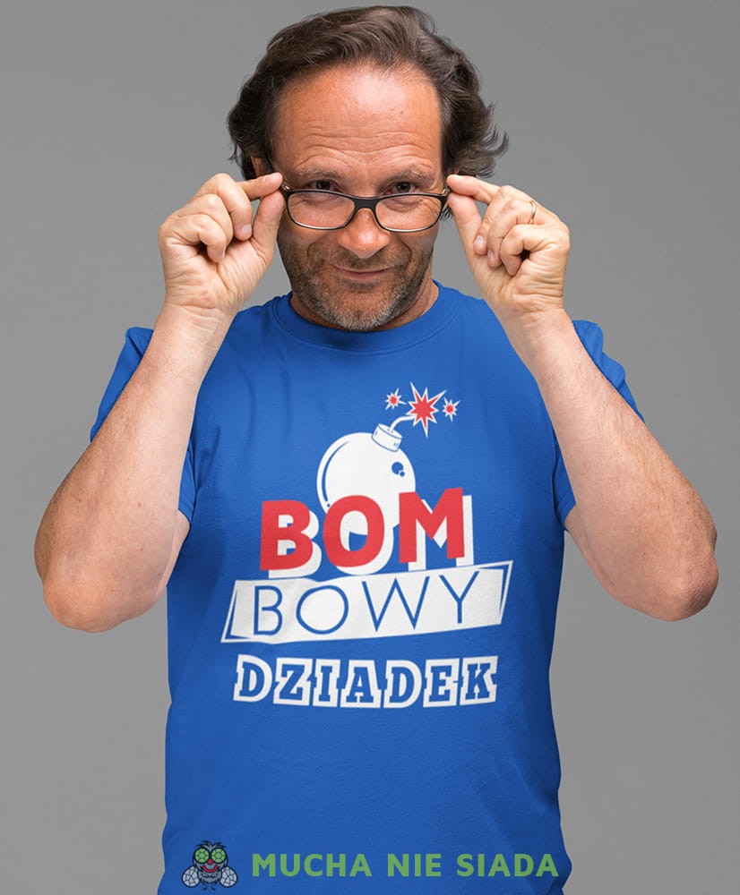 bombowy dziadek niebieska koszulka męska dla dziadka, na urodziny, na dzień dziadka, na prezent.jpg