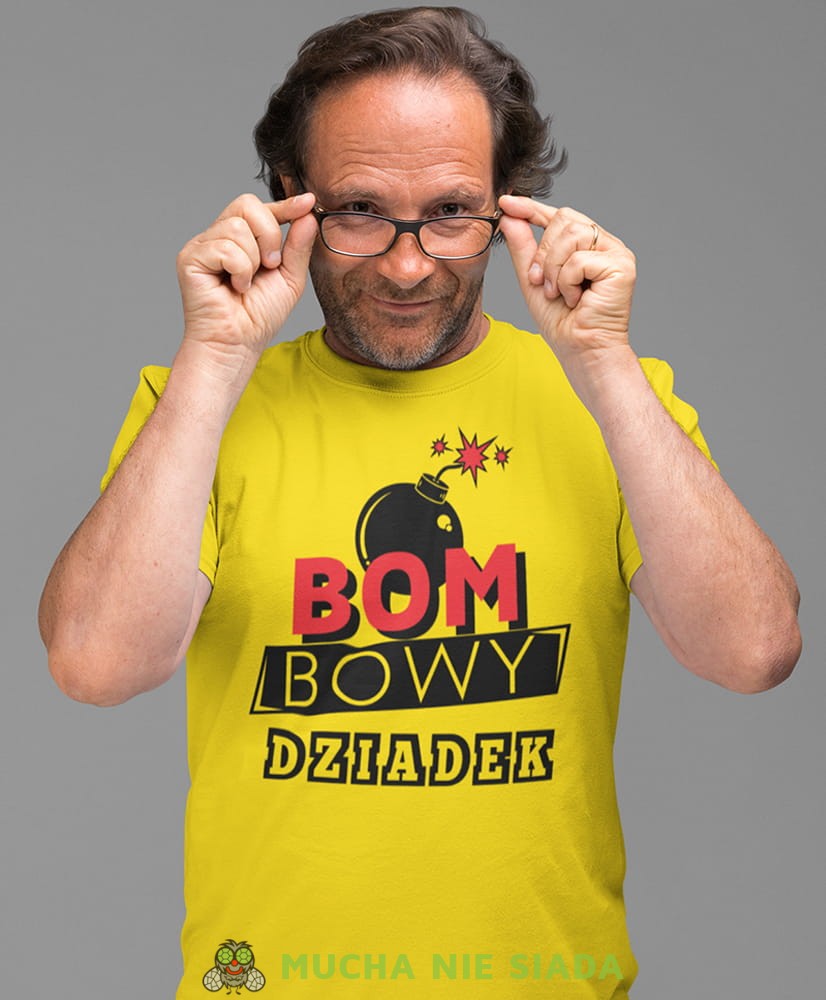 bombowy dziadek żółta koszulka męska dla dziadka, na urodziny, na dzień dziadka, na prezent.jpg