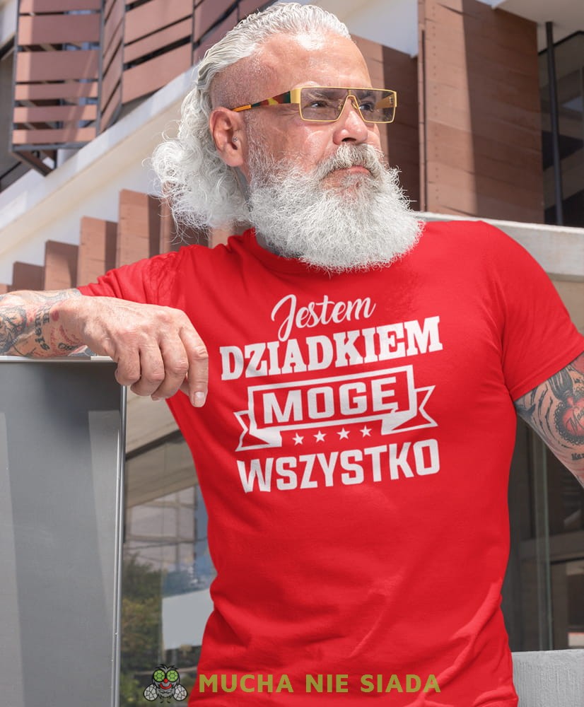 jestem dziadkiem mogę wszystko czerwona koszulka męska dla dziadka, na urodziny, na dzień dziadka, na prezent.jpg