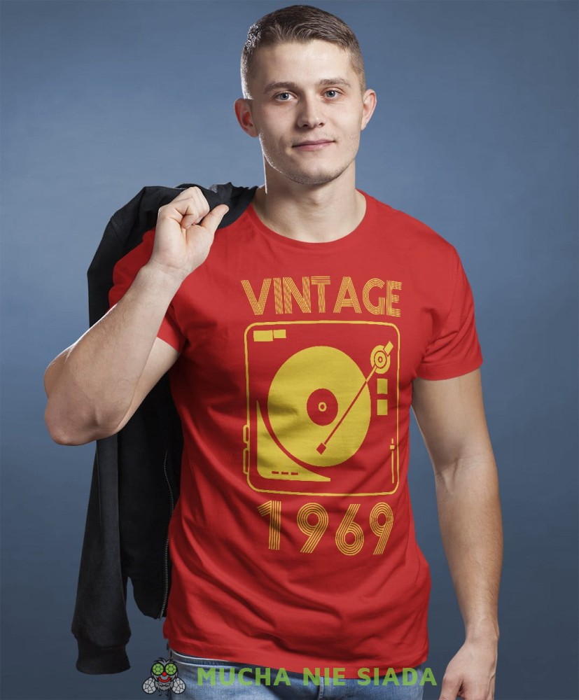 Vintage adapter męska koszulka urodzinowa czerwona