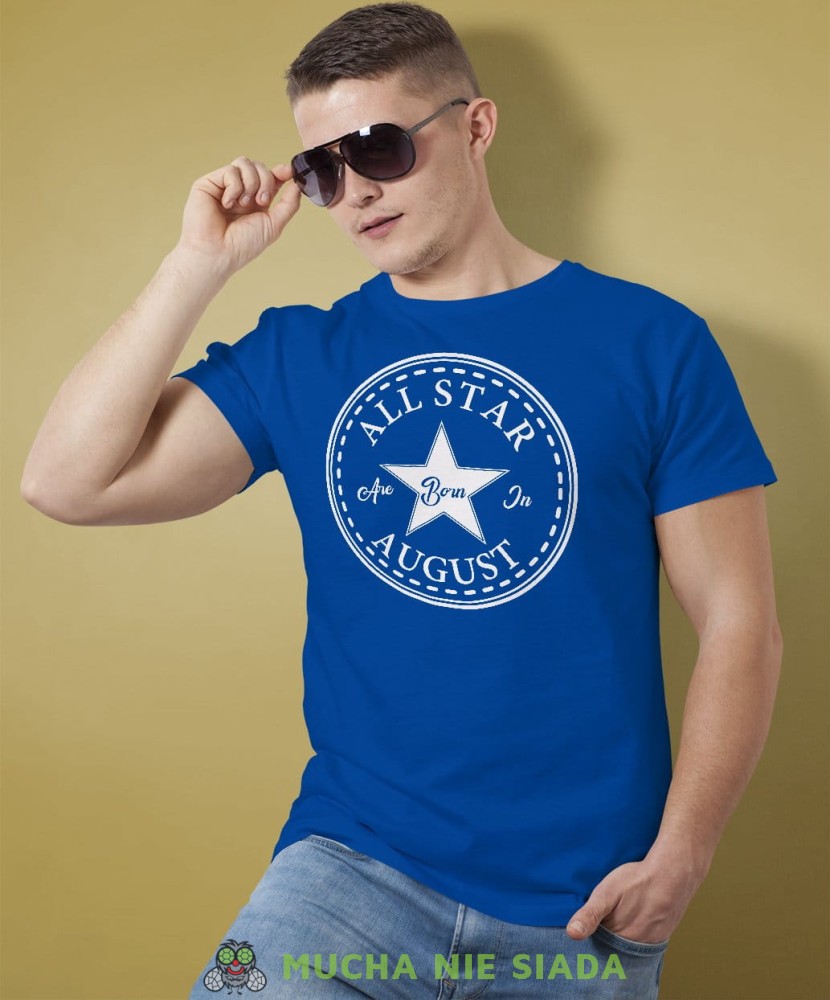 All star born in... Męska koszulka urodzinowa niebieska