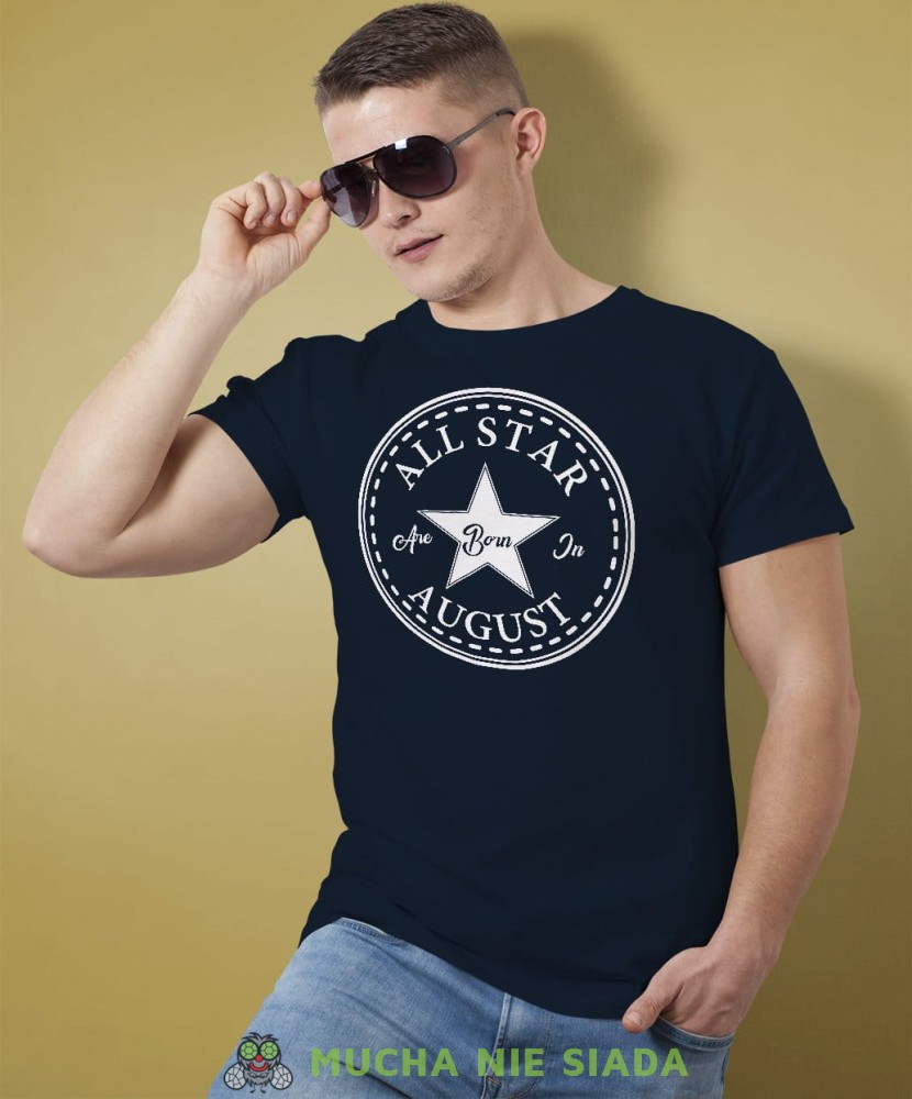 All star born in... Męska koszulka urodzinowa granatowa