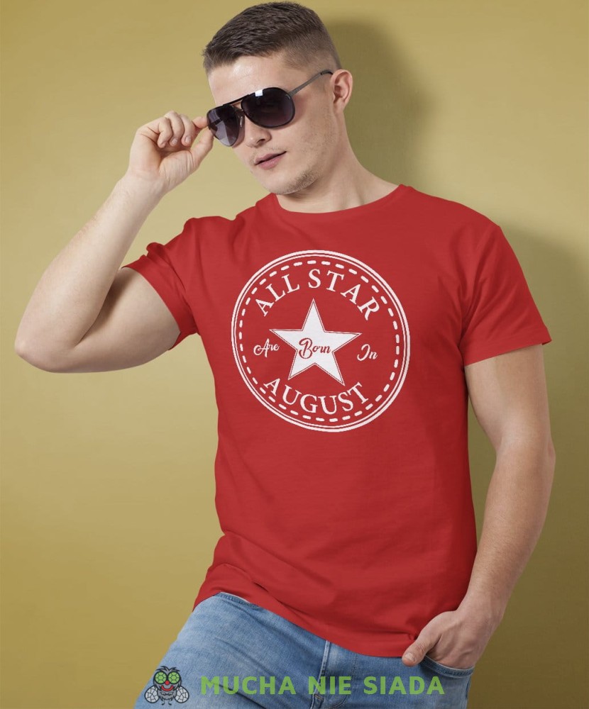 All star born in... Męska koszulka urodzinowa czerwona