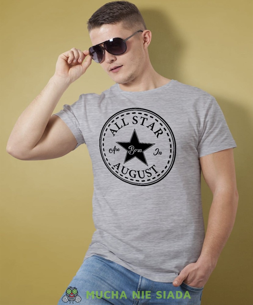 All star born in... Męska koszulka urodzinowa szara