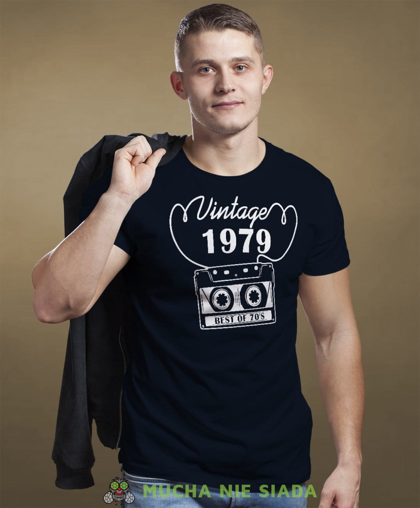 Vintage Kaseta magnetofonowa Koszulka urodzinowa granatowa