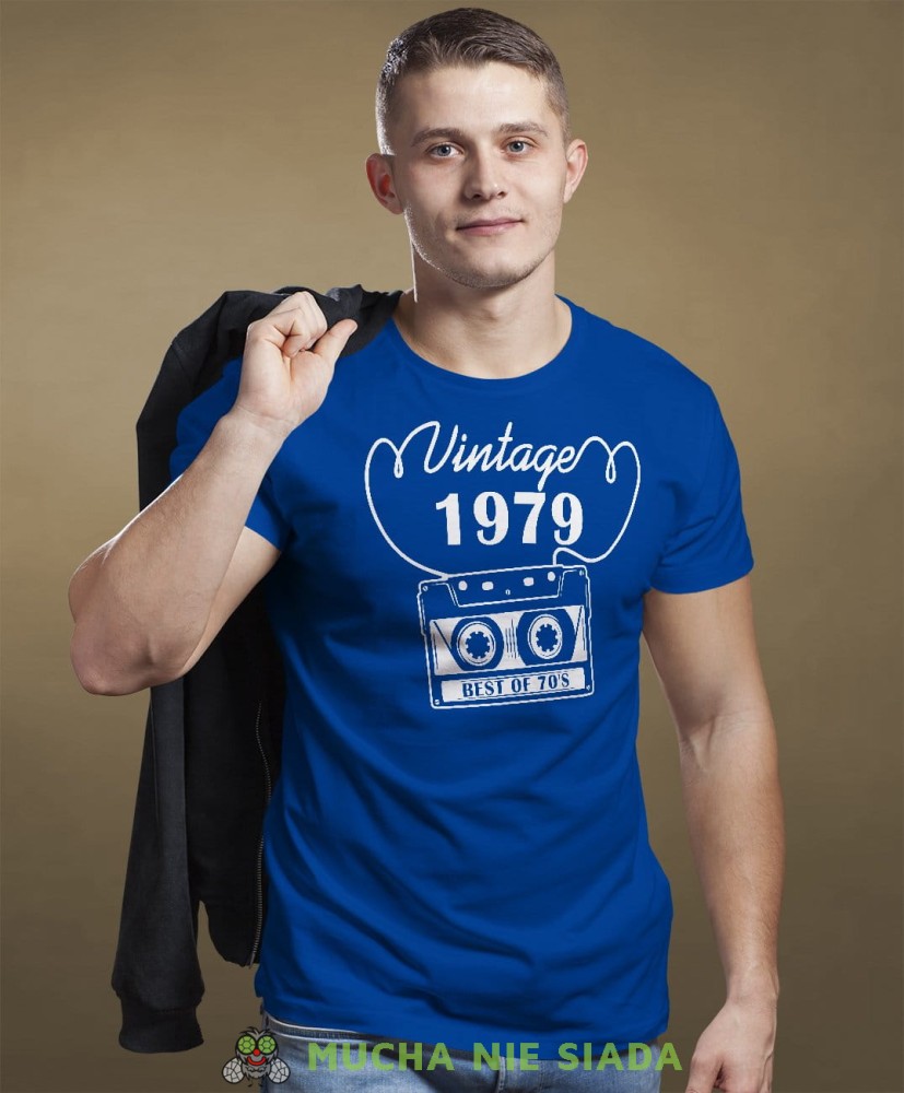 Vintage Kaseta magnetofonowa Koszulka urodzinowa niebieska
