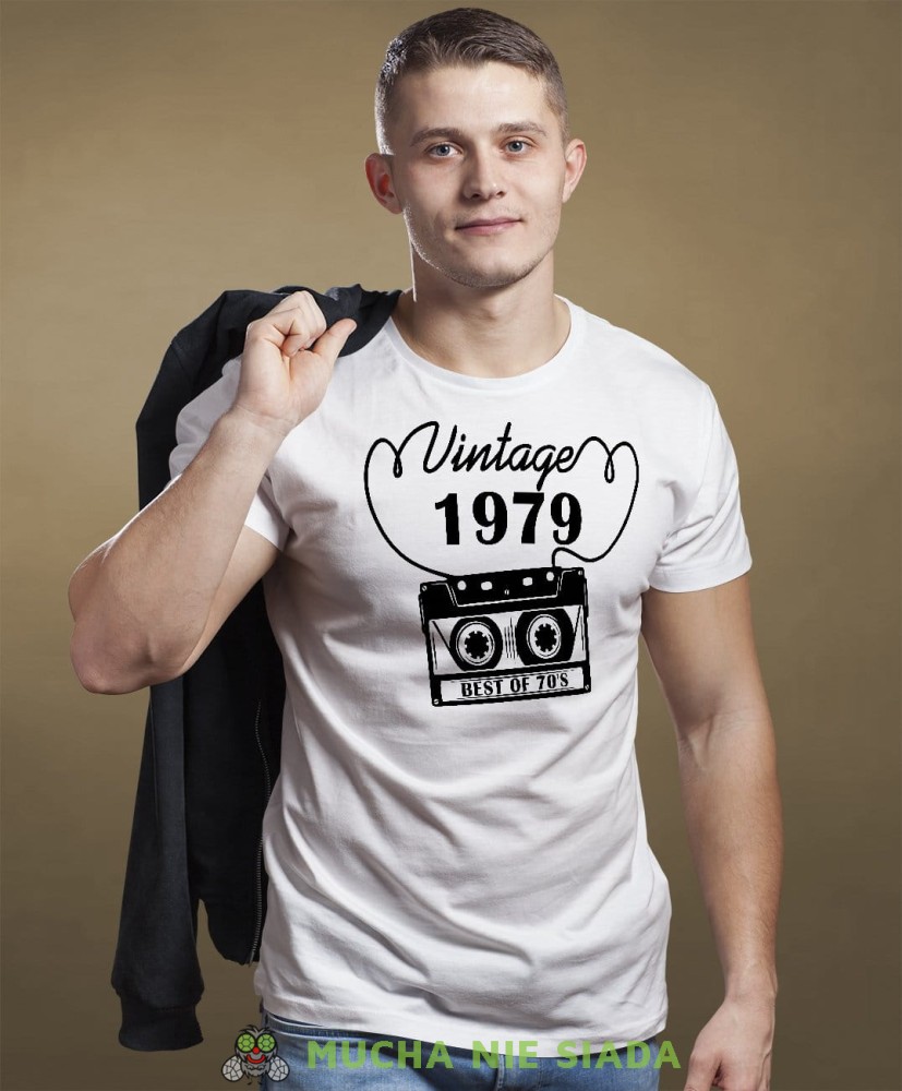 Vintage Kaseta magnetofonowa Koszulka urodzinowa biała