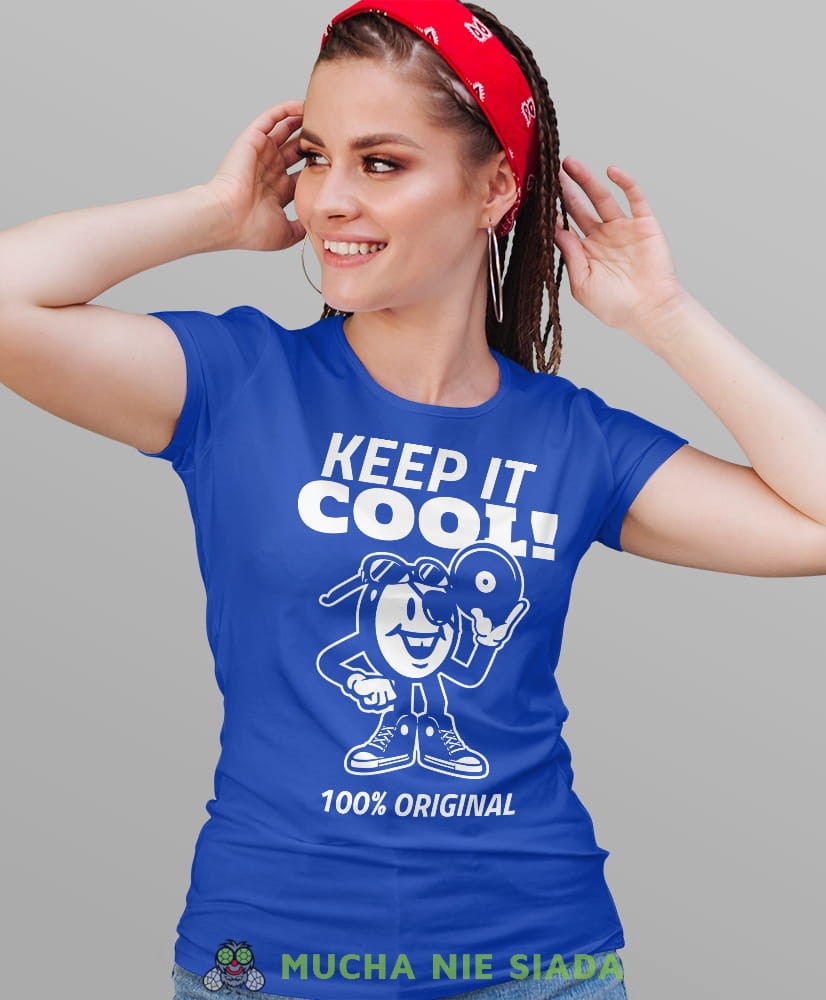 keep it cool, niebieska damska koszulka z nadrukiem na prezent dla dziewczyny dla żony.jpg