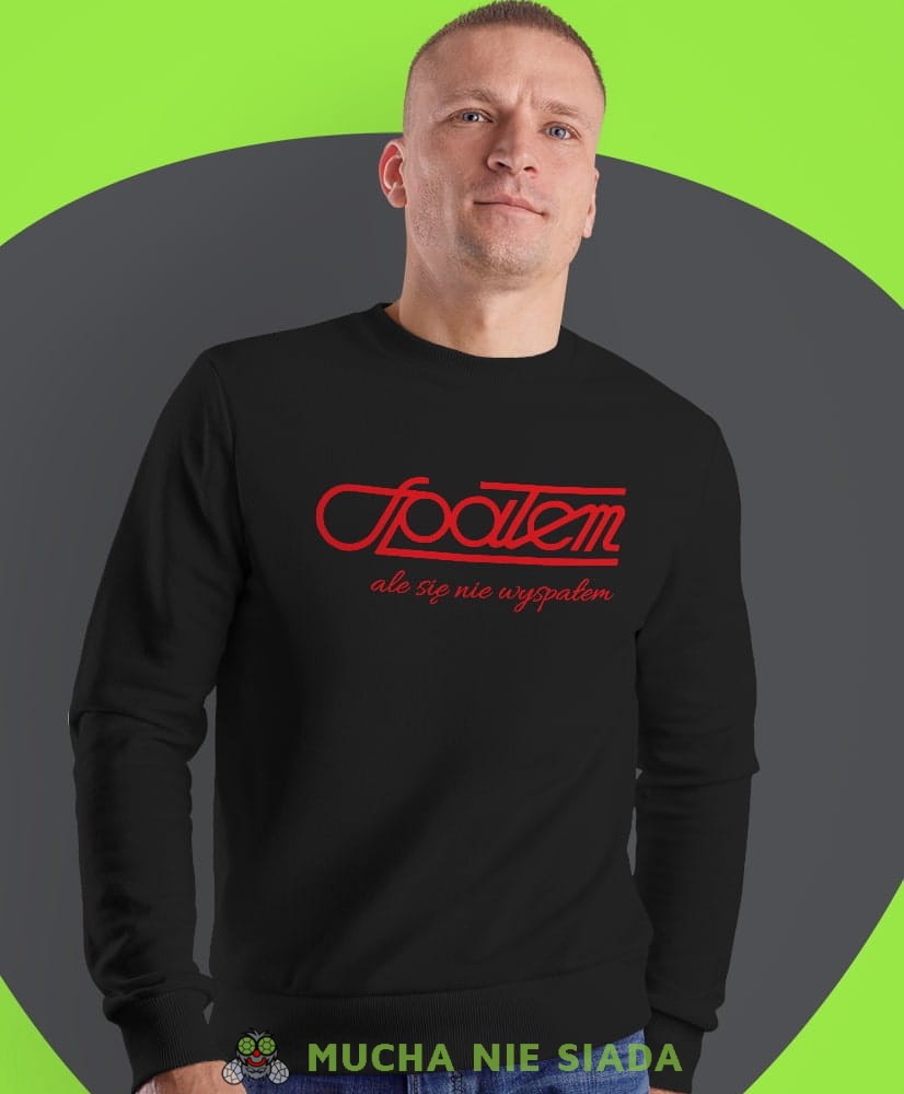 spałem ale się nie wyspałem, czarna męska bluza bez kaptura, fajna bluza, na prezent, mucha nie siada-min.jpg