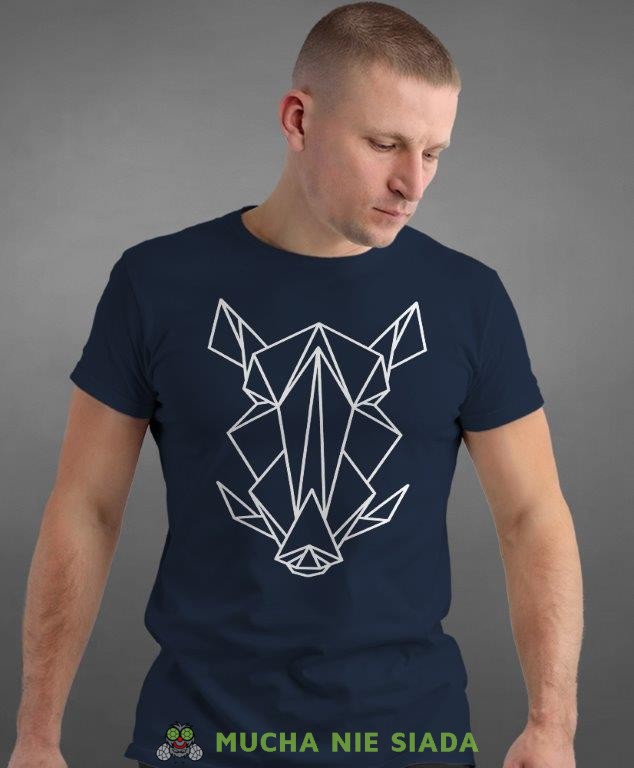 dzik geometryczny, granatowa koszulka na siłownię, męska koszulka, koszulka sportowa, na sport, gym, na siłownię.jpg