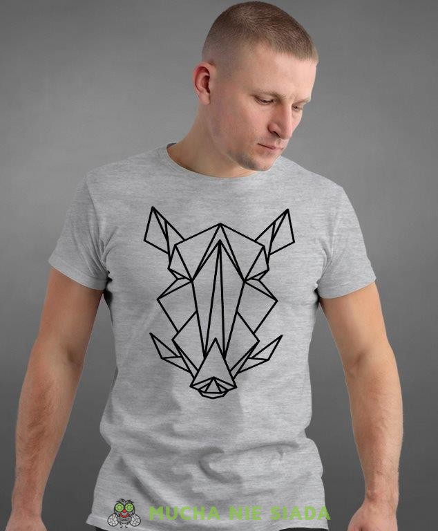 dzik geometryczny, szara koszulka na siłownię, męska koszulka, koszulka sportowa, na sport, gym, na siłownię.jpg