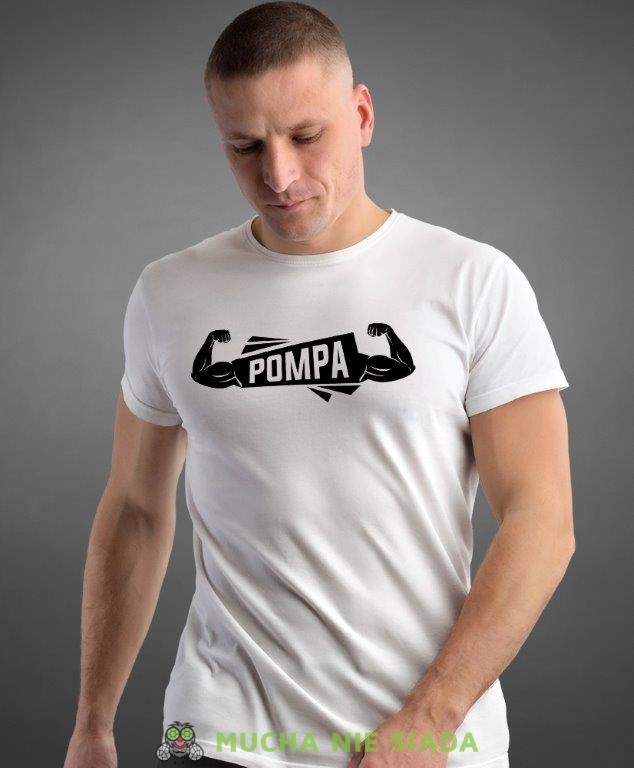 pompa, biała koszulka na siłownię, męska koszulka, koszulka sportowa, na sport, gym, na siłownię.jpg