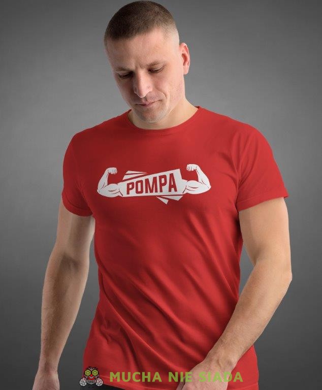 pompa, czerwona koszulka na siłownię, męska koszulka, koszulka sportowa, na sport, gym, na siłownię.jpg