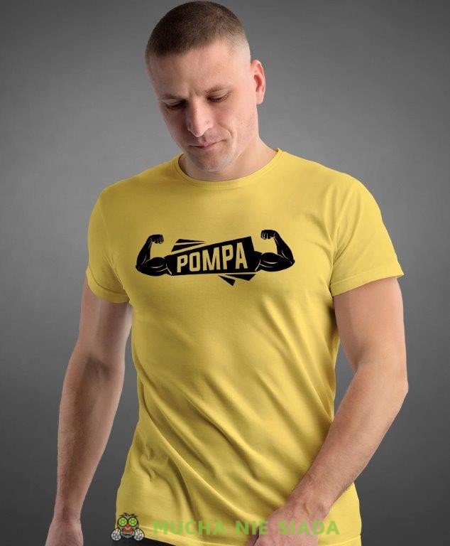 pompa, żółta koszulka na siłownię, męska koszulka, koszulka sportowa, na sport, gym, na siłownię.jpg