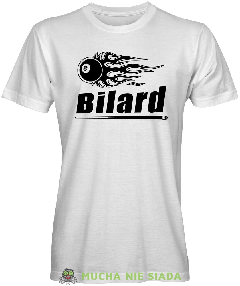 bilard hot ball, męska biała koszulka, koszulka dla bilardzisty, koszulka na bilard, dla chłopaka, dla męża, dla niego, na prezent, mucha nie siada, mns.jpg