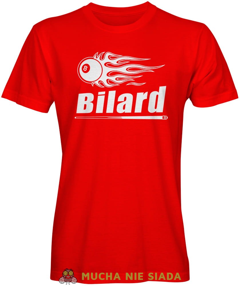 bilard hot ball, męska czerwona koszulka, koszulka dla bilardzisty, koszulka na bilard, dla chłopaka, dla męża, dla niego, na prezent, mucha nie siada, mns.jpg