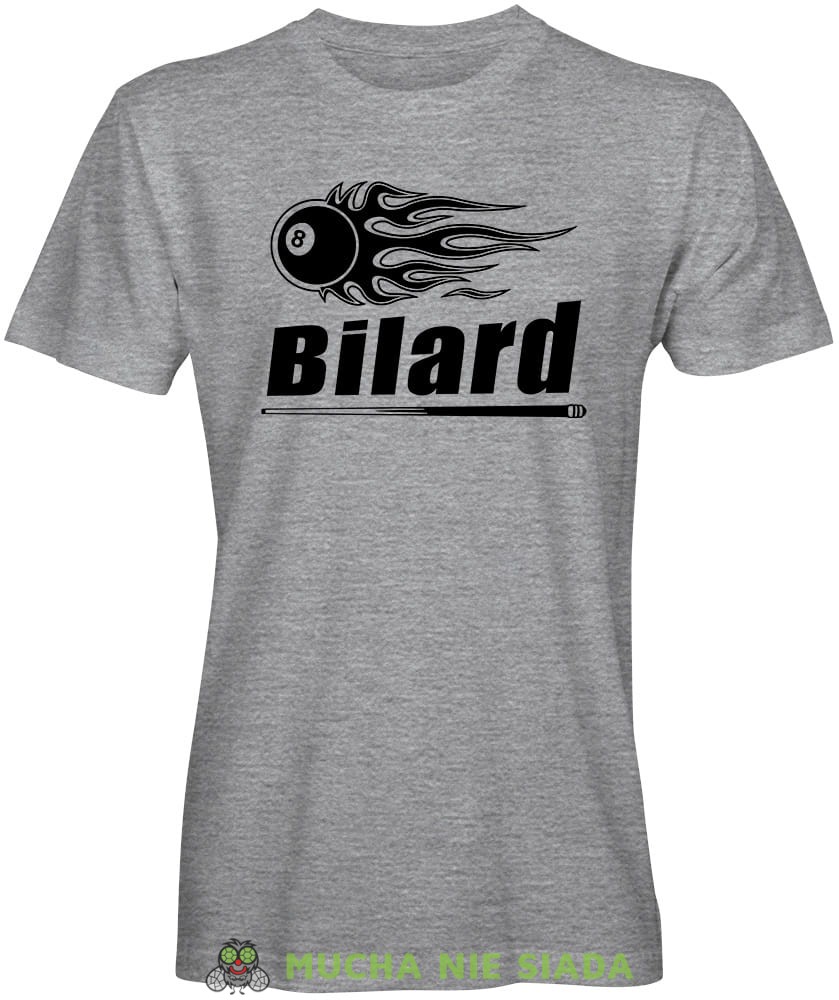bilard hot bill, męska szara koszulka, koszulka dla bilardzisty, koszulka na bilard, dla chłopaka, dla męża, dla niego, na prezent, mucha nie siada, mns.jpg