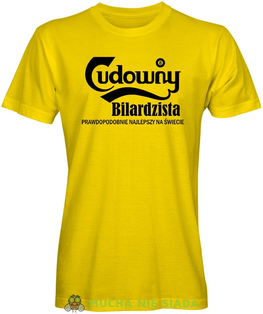 cudowny bilardzista, męska żółta koszulka, koszulka dla bilardzisty, koszulka na bilard, dla chłopaka, dla męża, dla niego, na prezent, mucha nie siada, mns.jpg