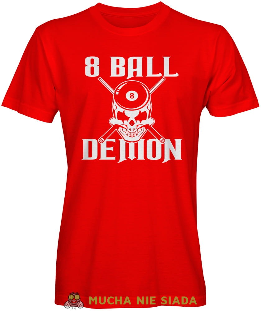 8 ball demon, męska czerwona koszulka,  koszulka dla bilardzisty, koszulka na bilard, dla chłopaka, dla męża, dla niego, na prezent, mucha nie siada, mns.jpg