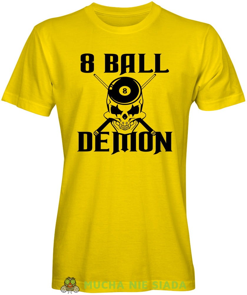 8 ball demon, męska żółta koszulka,  koszulka dla bilardzisty, koszulka na bilard, dla chłopaka, dla męża, dla niego, na prezent, mucha nie siada, mns.jpg