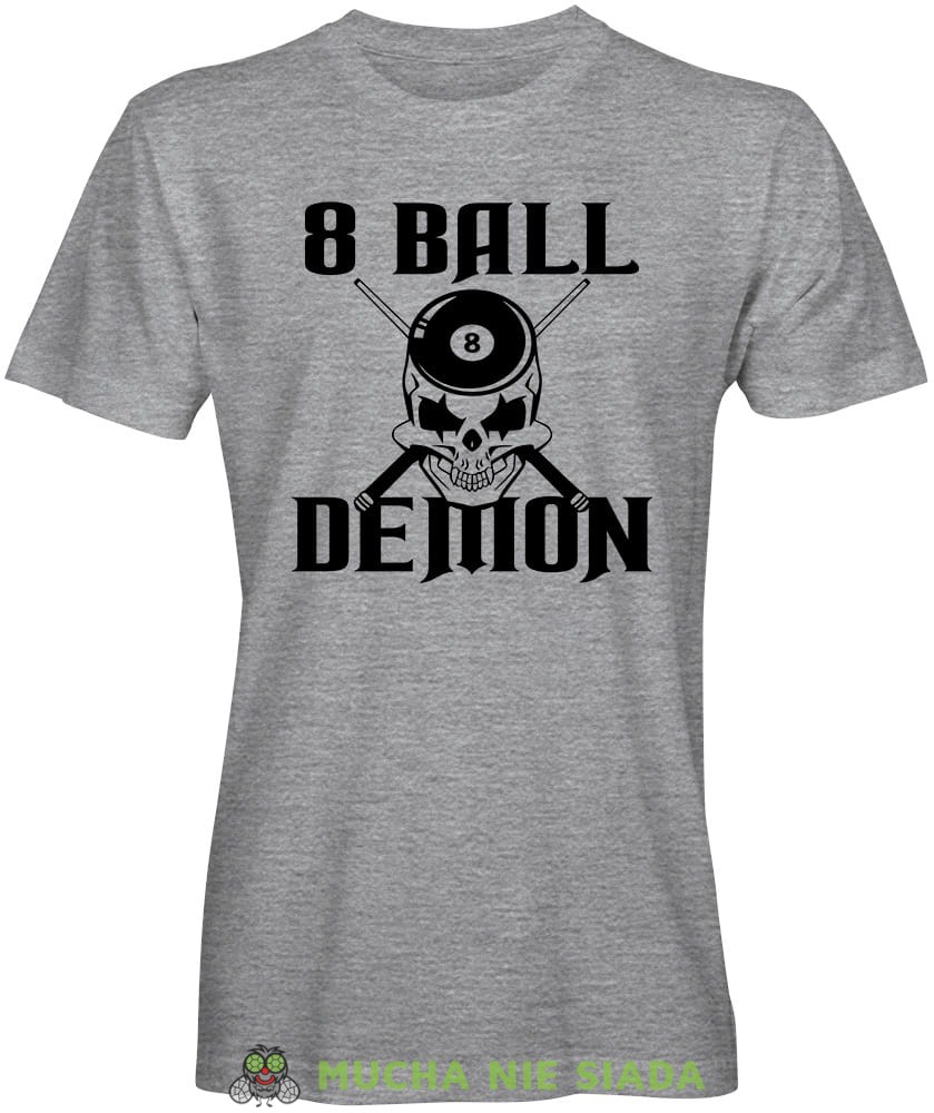8 ball demon, męska szara koszulka,  koszulka dla bilardzisty, koszulka na bilard, dla chłopaka, dla męża, dla niego, na prezent, mucha nie siada, mns.jpg