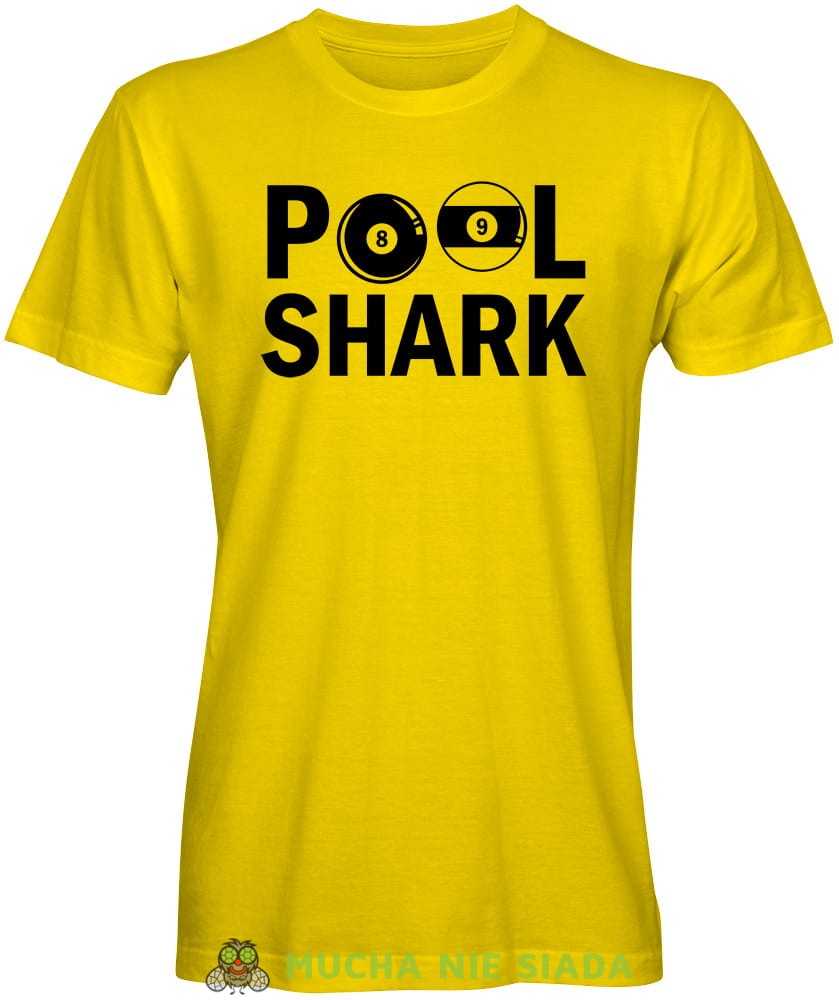 Pool Shark, męska żółta koszulka, koszulki dla bilardzistów, koszulka dla bilardzisty, koszulka na bilard, dla chłopaka, dla męża, dla niego, na prezent, na urodziny, mucha nie siada, mns.jpg