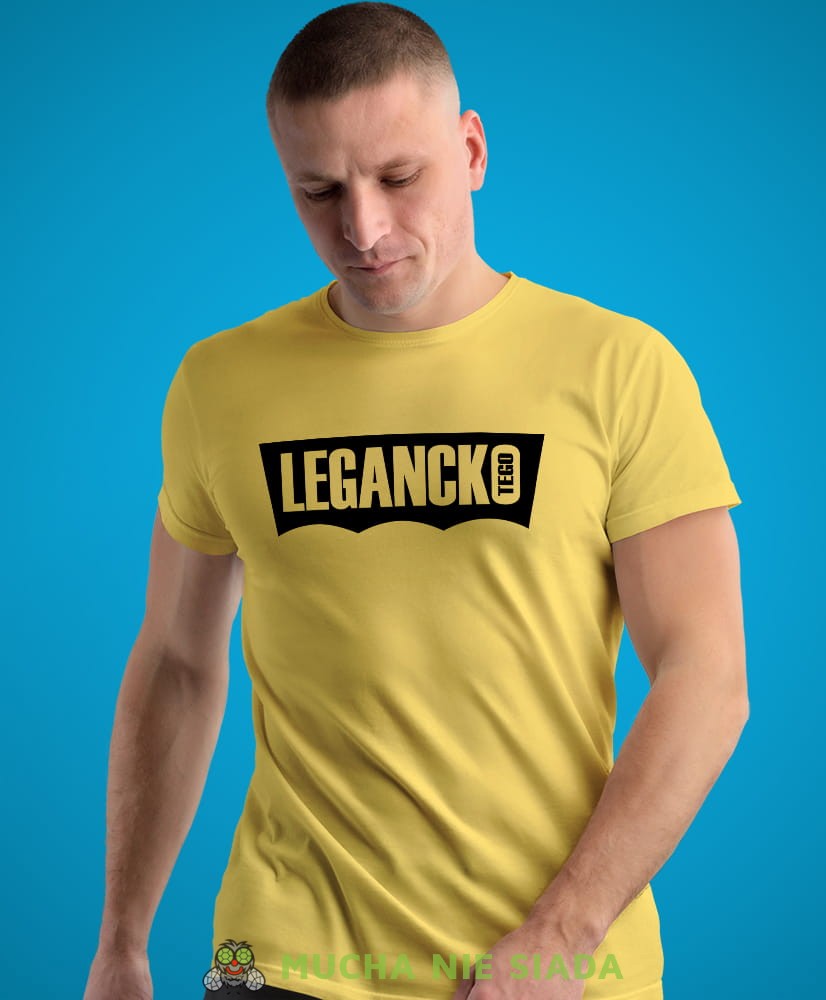 legancko tego, żółta męska koszulka z nadrukiem na co dzień, na prezent, fajna koszulka, dla chłopaka, dla męża, mucha nie siada opis.jpg
