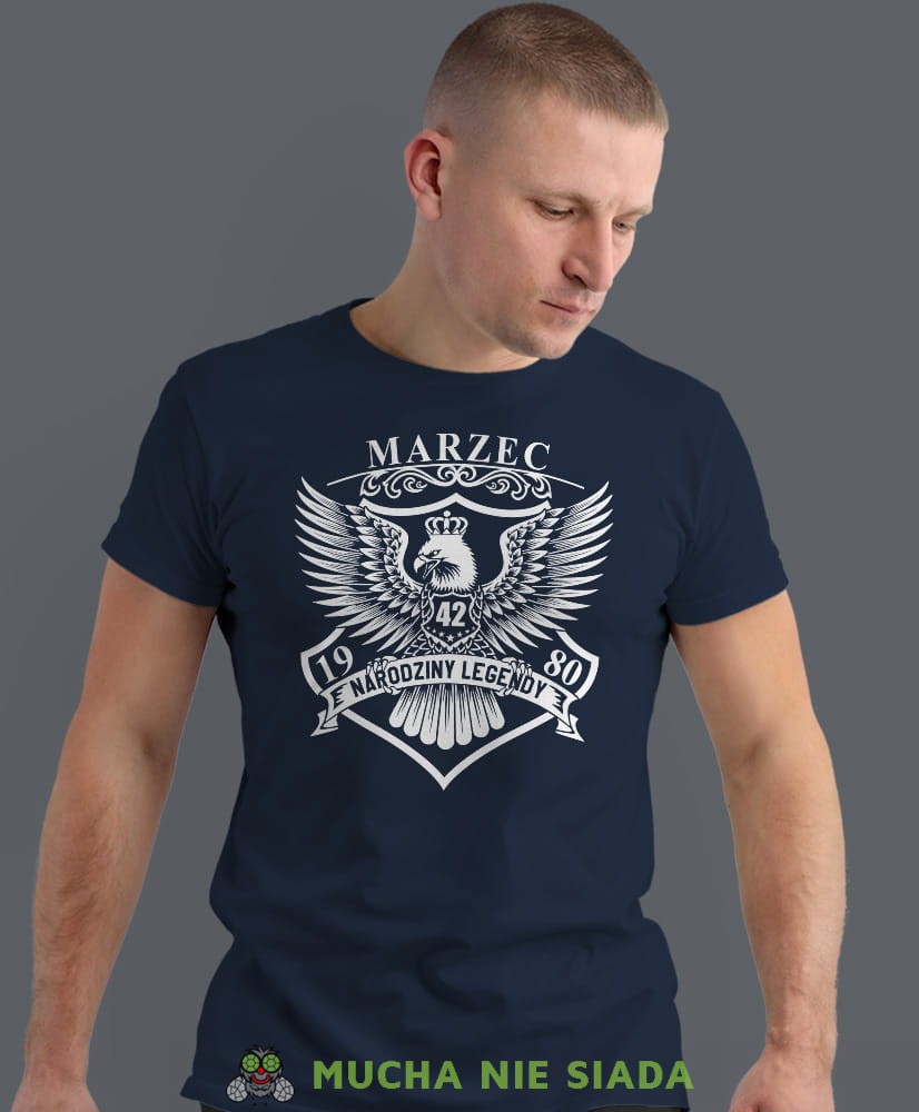 narodziny legendy orzeł,  granatowa męska koszulka urodzinowa, na urodziny, na prezent, fajna koszulka, dla chłopaka, dla męża, mucha nie siada, mns.jpg