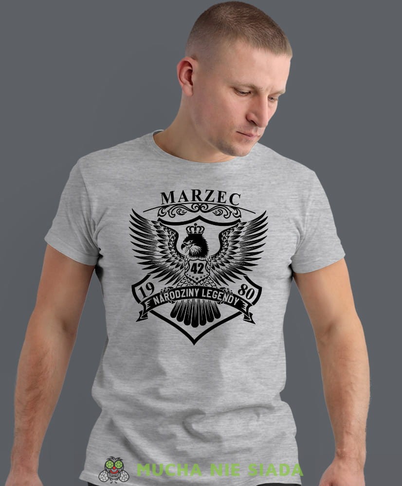 narodziny legendy orzeł,  szara męska koszulka urodzinowa, na urodziny, na prezent, fajna koszulka, dla chłopaka, dla męża, mucha nie siada, mns.jpg