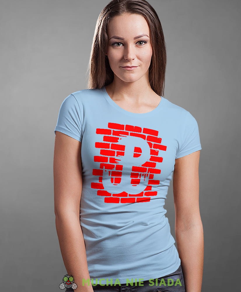 Polska Walcząca mur, jasnoniebieska damska koszulka z nadrukiem, koszulka patriotyczna, koszulki z grafiką patriotyczną, dla kobiet, dla dziewczyny na prezent, koszulka Polska, koszulki Polska.jpg