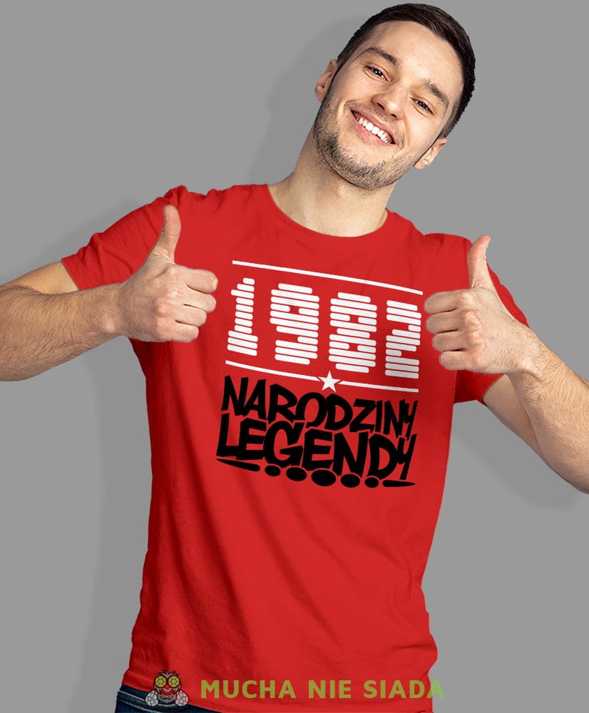 Narodziny legendy Rok urodzenia, czerwona męska koszulka urodzinowa, na urodziny, na prezent, fajna koszulka, dla chłopaka, dla męża, mucha nie siada, mns.jpg