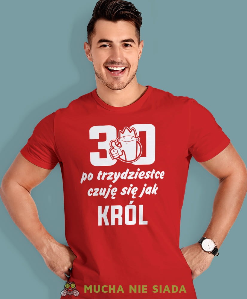 Po 20 30 40 50 60 70 80 czuję się jak król, czerwona męska koszulka urodzinowa, na urodziny, na prezent, fajna koszulka, dla chłopaka, dla męża, mucha nie siada, mns.jpg